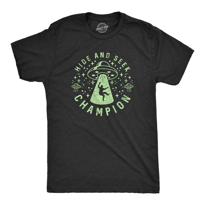 Funny Heather Black Alien Hide And Seek Champion Mens T Shirt Nerdy Space Tee