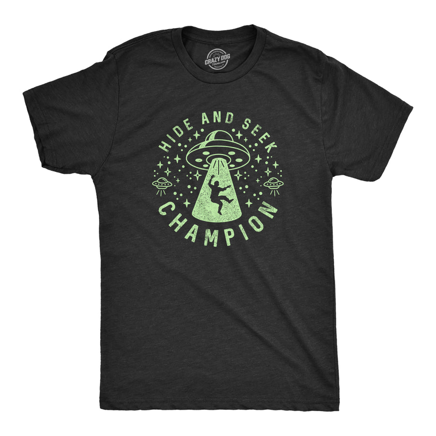 Funny Heather Black Alien Hide And Seek Champion Mens T Shirt Nerdy Space Tee