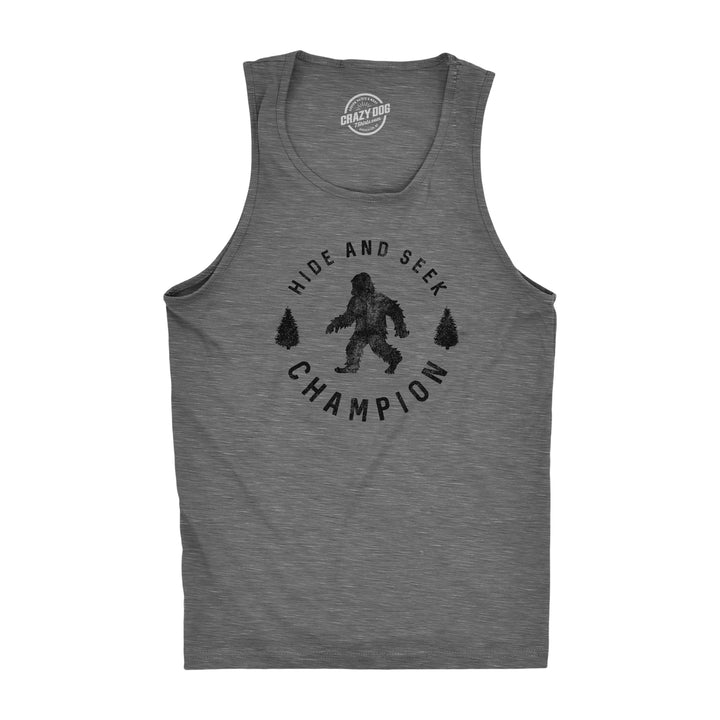 Funny Dark Heather Grey Hide And Seek Champion Mens Tank Top Nerdy Camping Tee