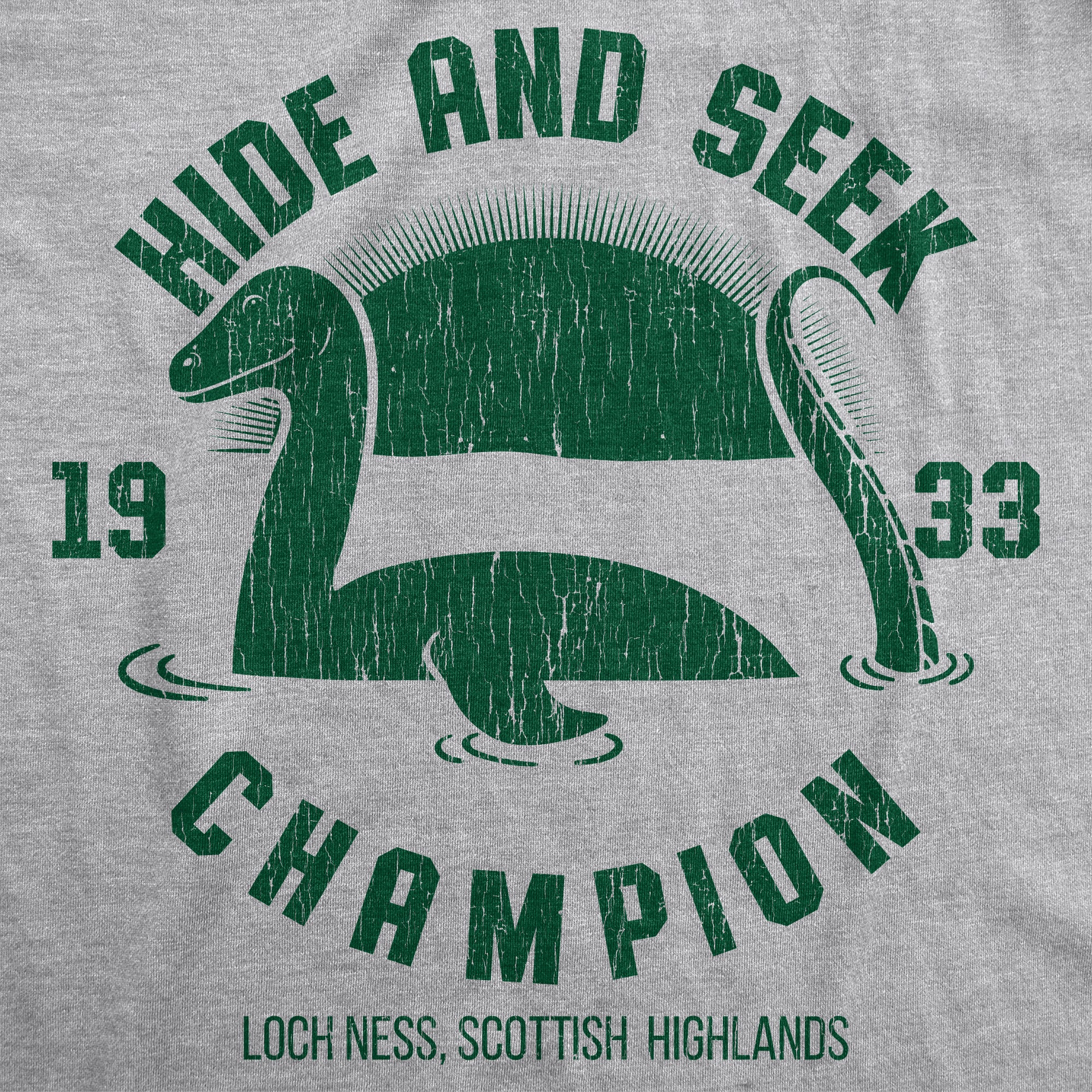 Funny Light Heather Grey Loch Ness Hide And Seek Champion Mens T Shirt Nerdy Sarcastic Tee