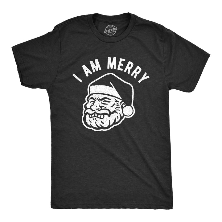 Funny Heather Black I Am Merry Mens T Shirt Nerdy Christmas Tee