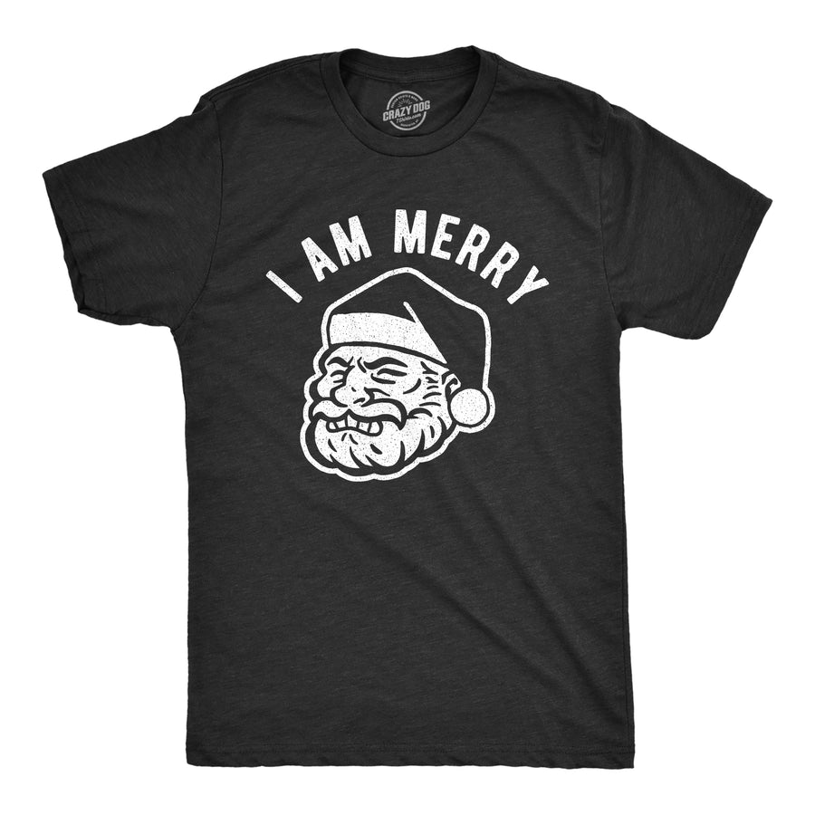 Funny Heather Black I Am Merry Mens T Shirt Nerdy Christmas Tee