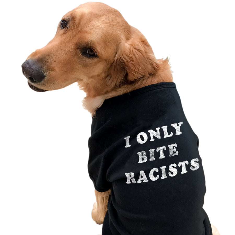 Funny Black I Only Bite Racists Dog Shirt Nerdy Political Tee