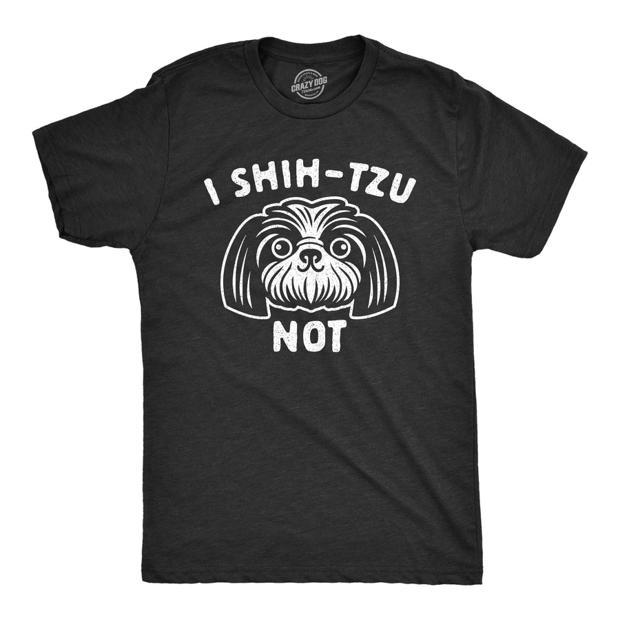 Funny Heather Black I Shih-Tzu Not Womens T Shirt Nerdy Dog Tee