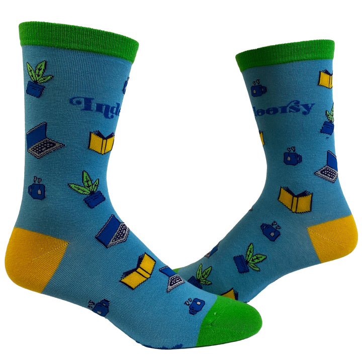 Funny Blue Womens Indoorsy Sock Nerdy Introvert Tee