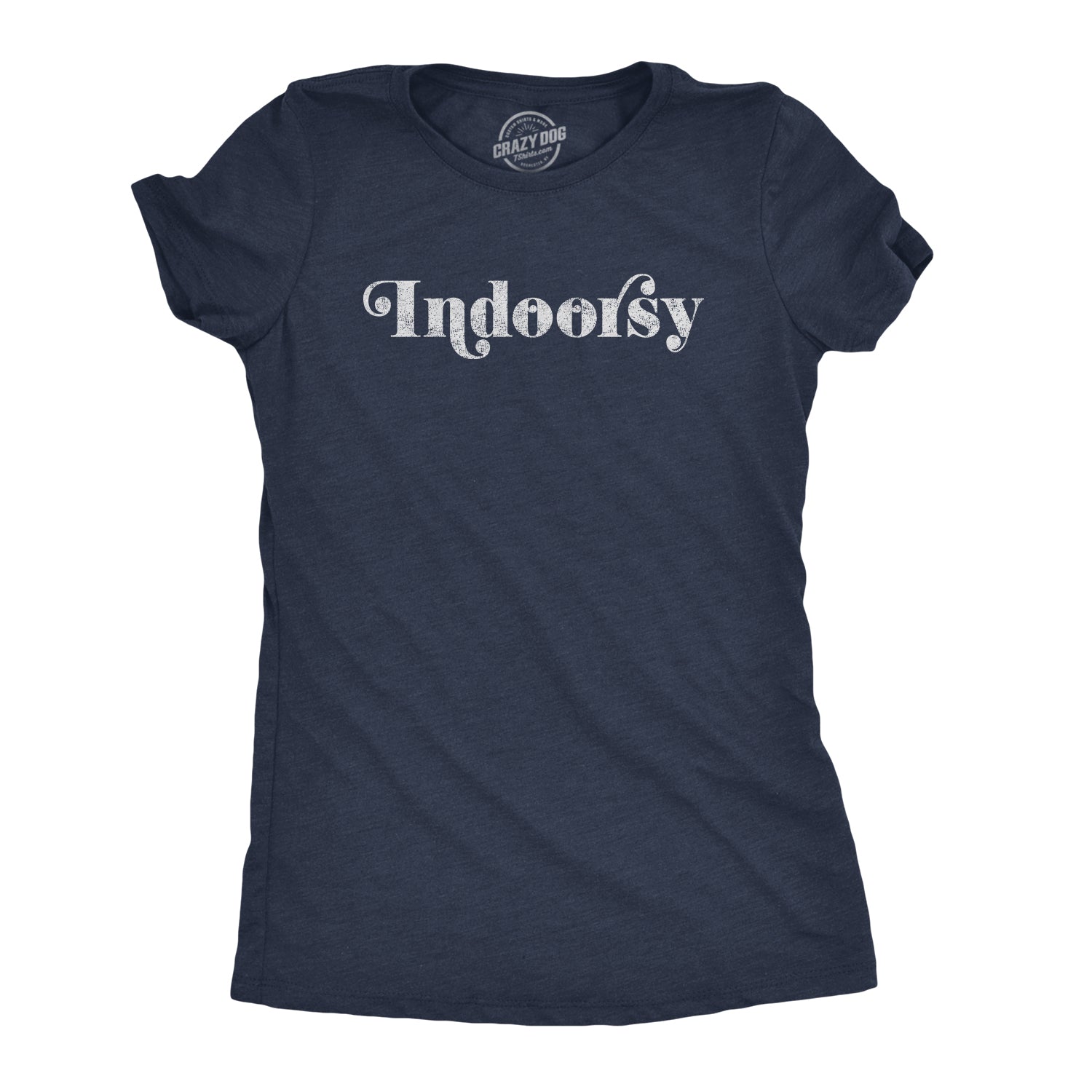 Funny Heather Navy - Indoorsy Coronavirus Indoorsy Quarantine COVID-19 Womens T Shirt Nerdy Sarcastic Introvert Tee