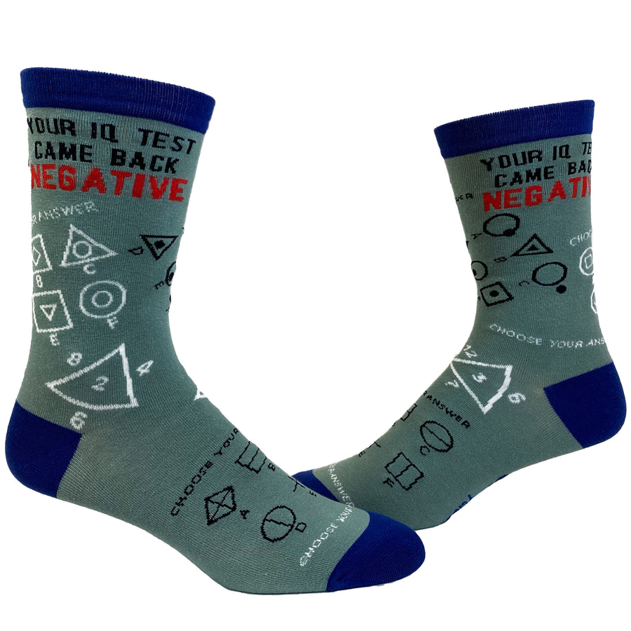 Funny Grey Womens Your IQ Test Came Back Negative Sock Nerdy Sarcastic Tee