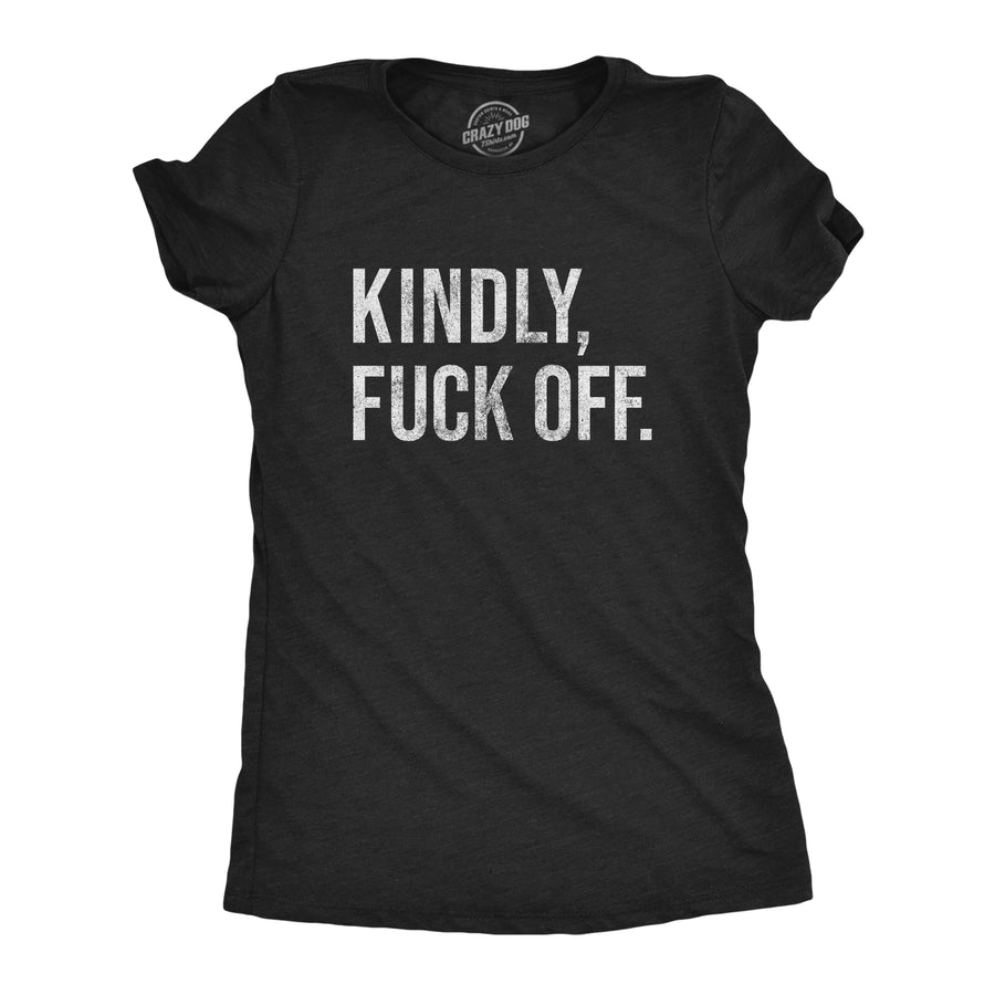 Funny Heather Black Kindly Fuck Off Womens T Shirt Nerdy Introvert Tee