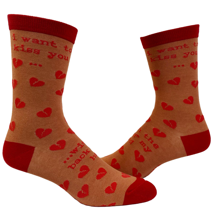 Funny Kiss Backhand Womens I Want To Kiss You With The Back Of My Hand Sock Nerdy Sarcastic Valentine's Day Tee
