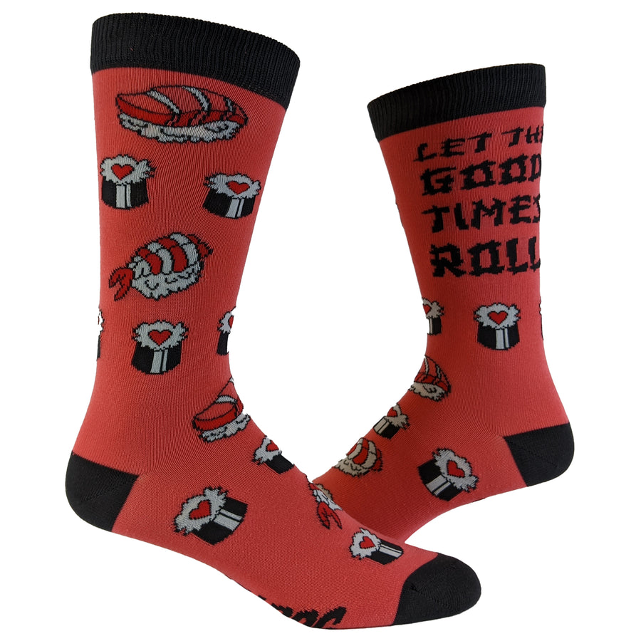Funny Good Times Roll Womens Let The Good Times Roll Sock Nerdy Food Tee