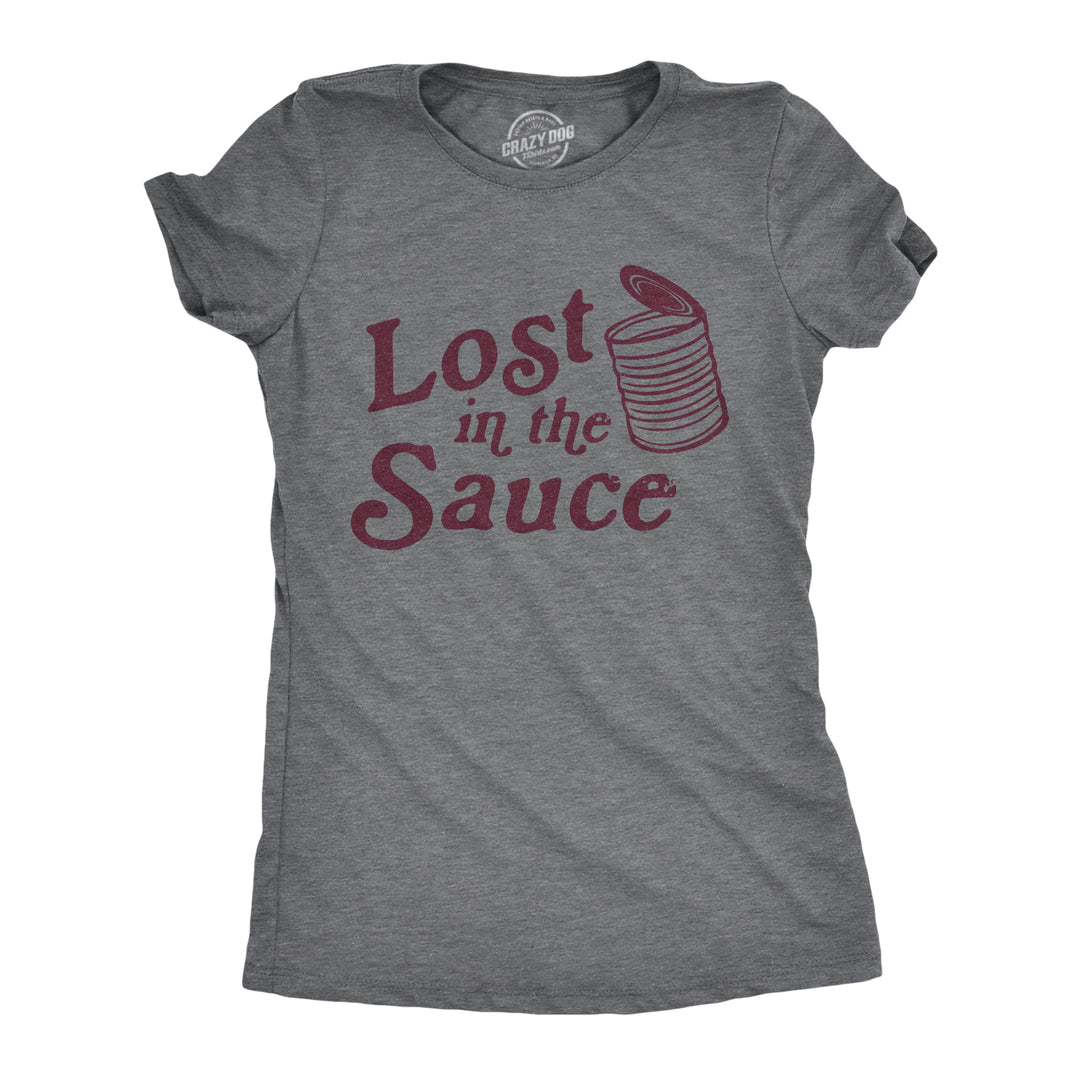 Funny Dark Heather Grey Lost In The Sauce Womens T Shirt Nerdy Thanksgiving Food Tee