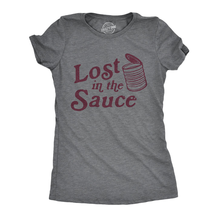 Funny Dark Heather Grey Lost In The Sauce Womens T Shirt Nerdy Thanksgiving Food Tee