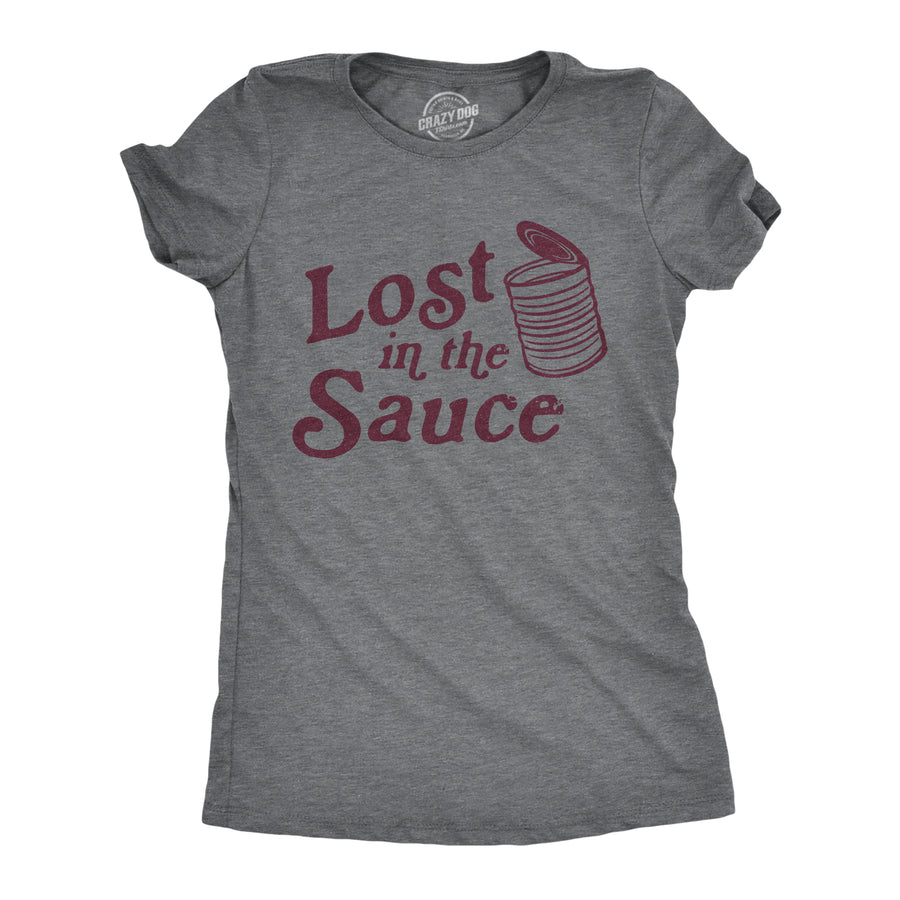 Funny Dark Heather Grey Lost In The Sauce Womens T Shirt Nerdy Thanksgiving Food Tee