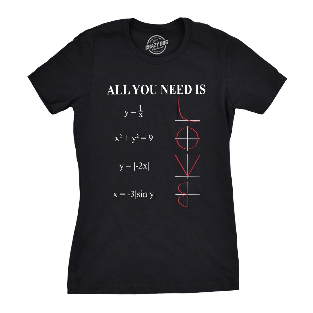 Funny Heather Black - Equation All You Need Is Love Womens T Shirt Nerdy Valentine&#39;s Day Math Nerdy Tee