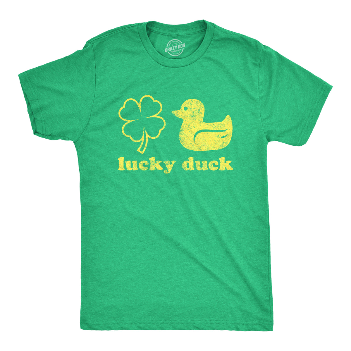 Funny Heather Green - Lucky Duck Lucky Duck Mens T Shirt Nerdy Saint Patrick&#39;s Day Tee
