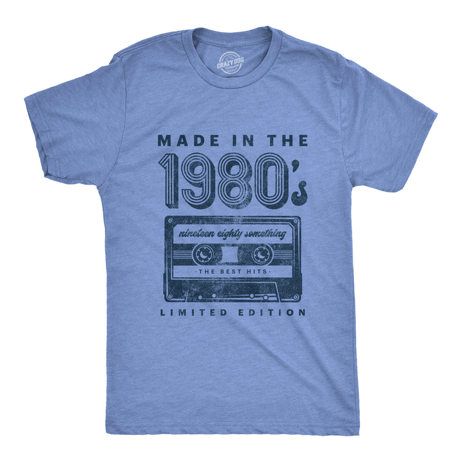 Funny Heather Light Blue Made In The 1980s Mens T Shirt Nerdy retro music Tee
