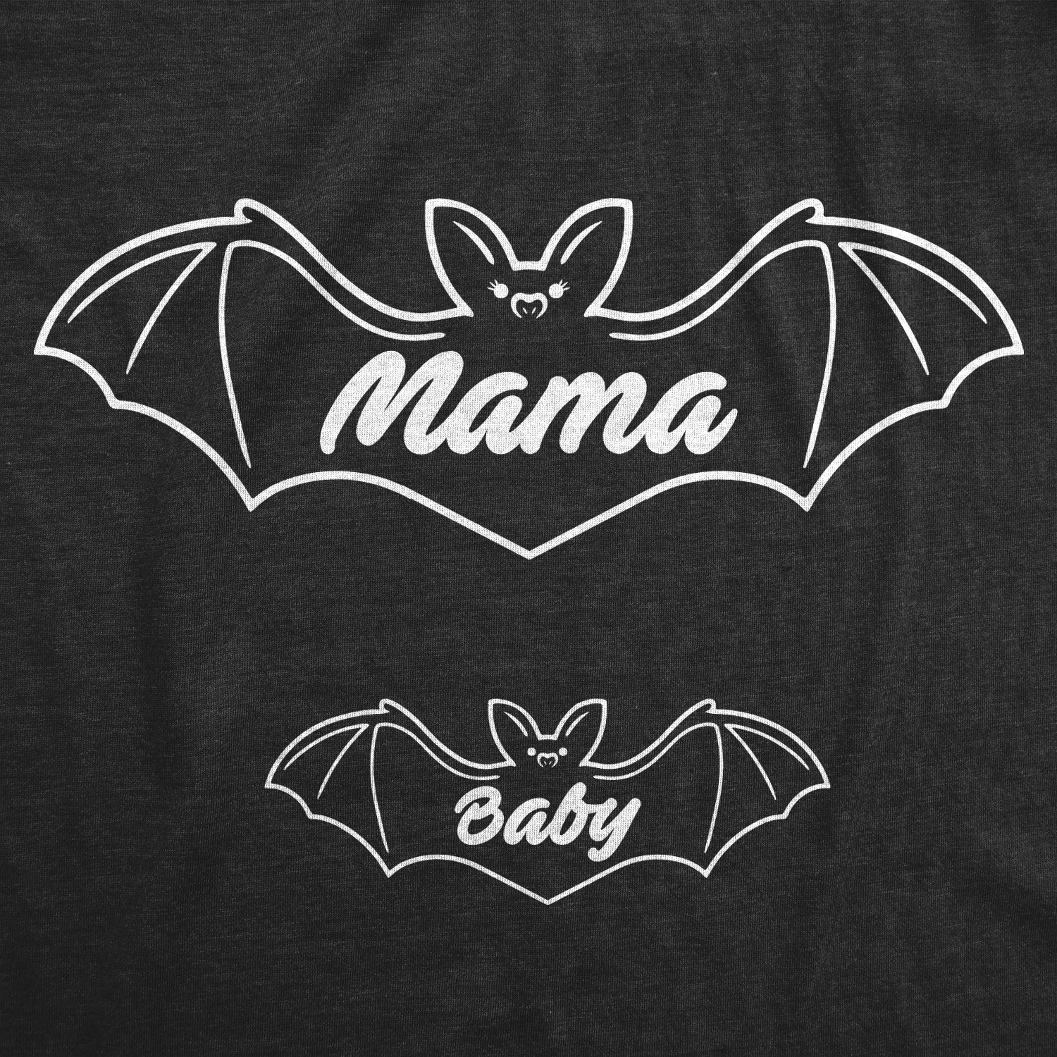 Funny Heather Black Mama Bat Baby Bat Maternity T Shirt Nerdy Halloween Animal Tee