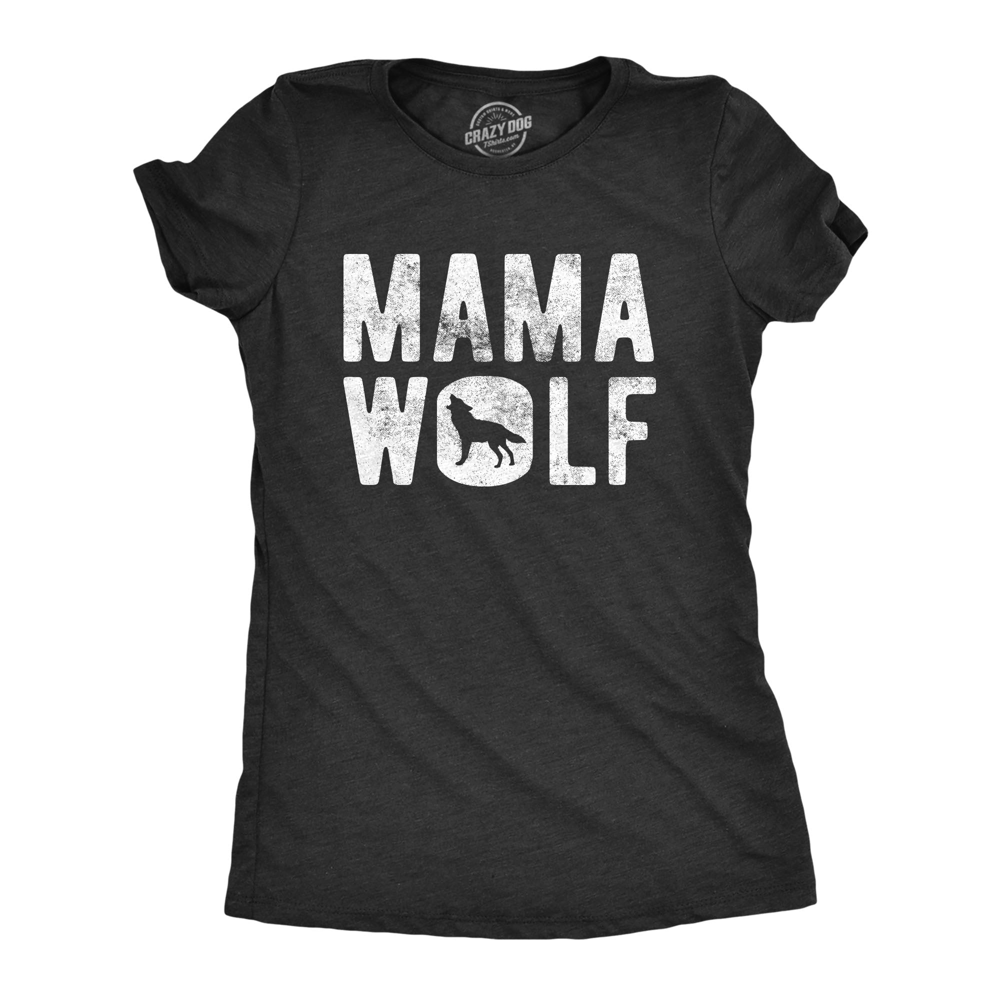 Funny Heather Black - Mama Wolf Mama Wolf Womens T Shirt Nerdy Mother's Day Animal Tee