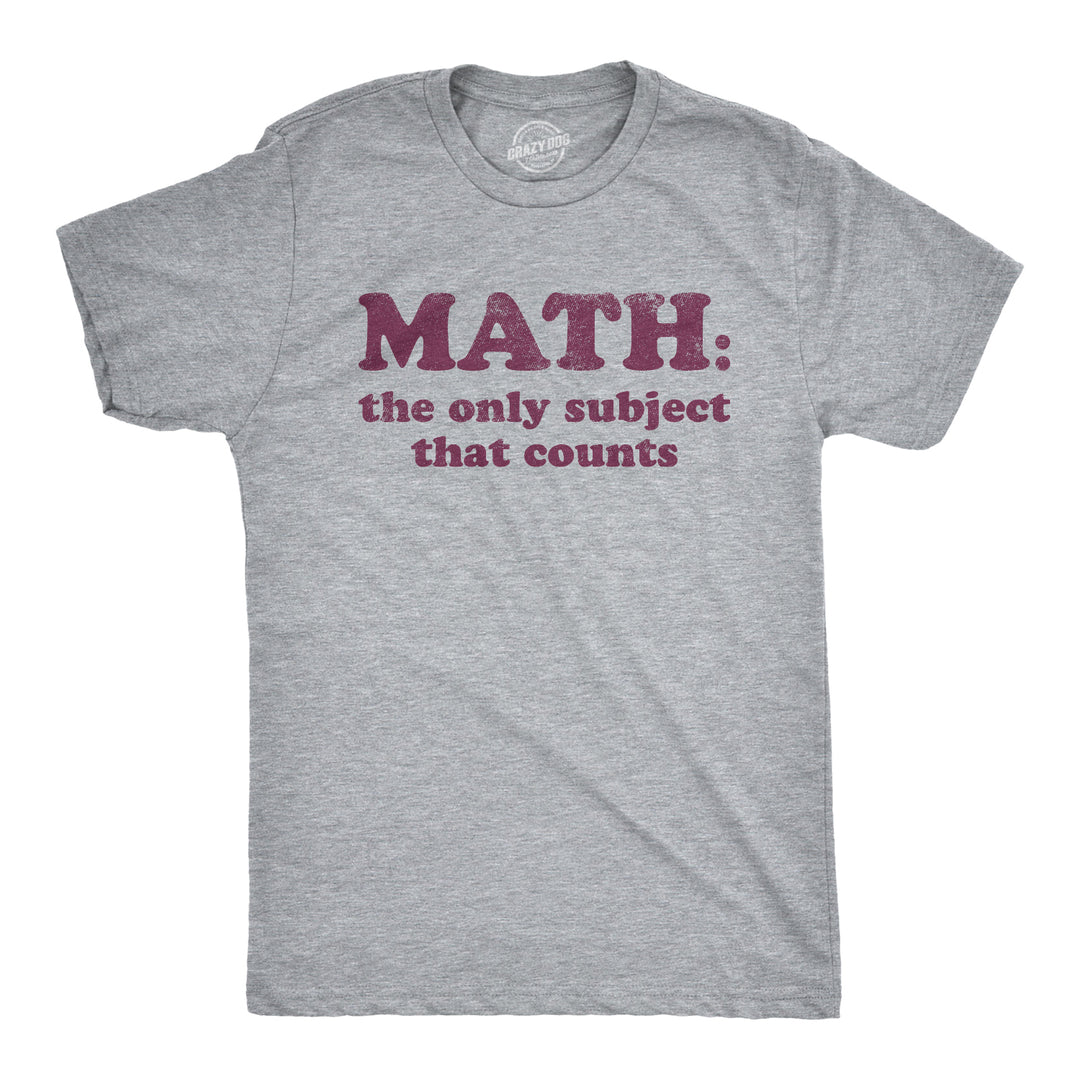 Funny Light Heather Grey Math The Only Subject That Counts Mens T Shirt Nerdy Nerdy Teacher Tee