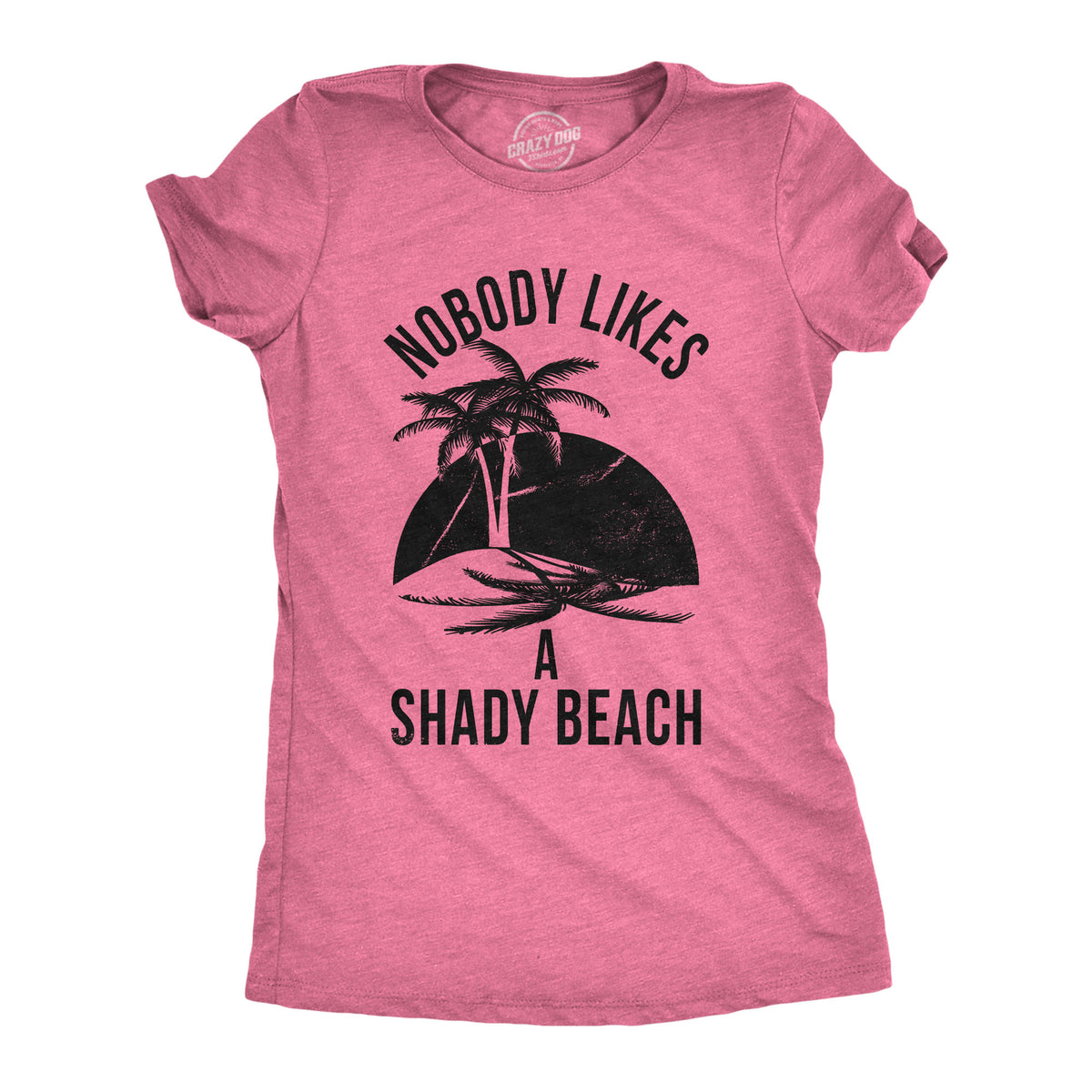 Funny Heather Pink - Shady Beach Shady Beach Womens T Shirt Nerdy Vacation Tee