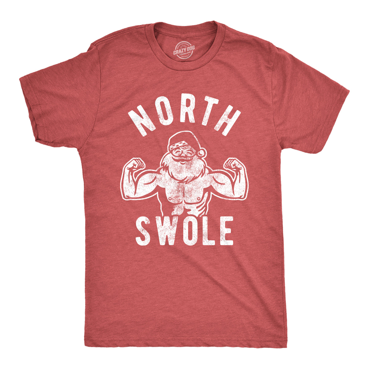 Funny Heather Red North Swole Mens T Shirt Nerdy Christmas Fitness Tee