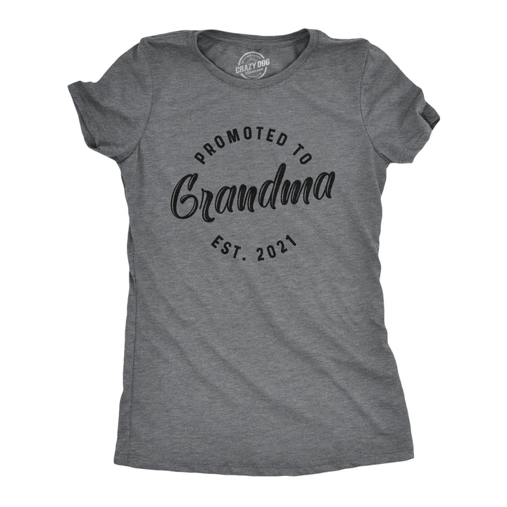 Funny Dark Heather Grey -2021 Promoted To Grandma 20XX Womens T Shirt Nerdy Mother's Day Grandmother Tee