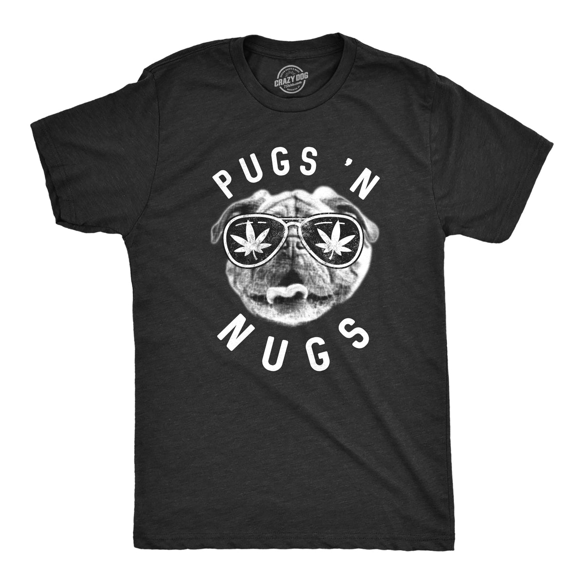 Funny Black Pugs N Nugs Mens T Shirt Nerdy 420 dog Tee