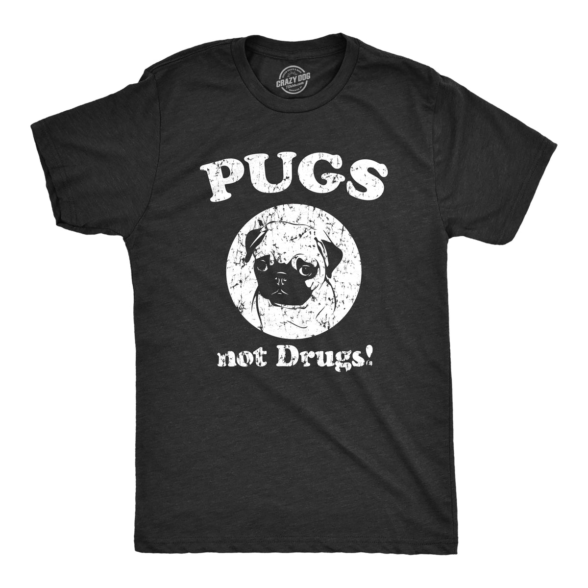 Funny Heather Black Pugs Not Drugs Mens T Shirt Nerdy Dog Tee