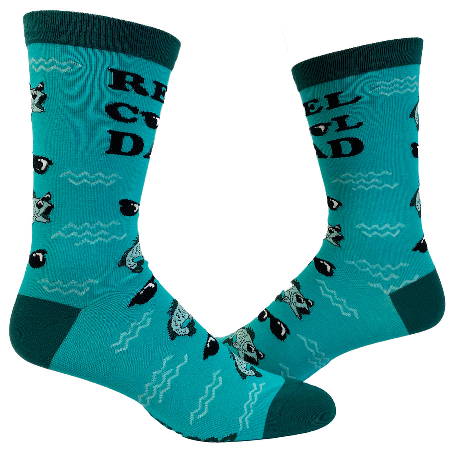 Funny Reel Cool Dad - Green Reel Cool Dad Sock Nerdy Father's Day Fishing Tee