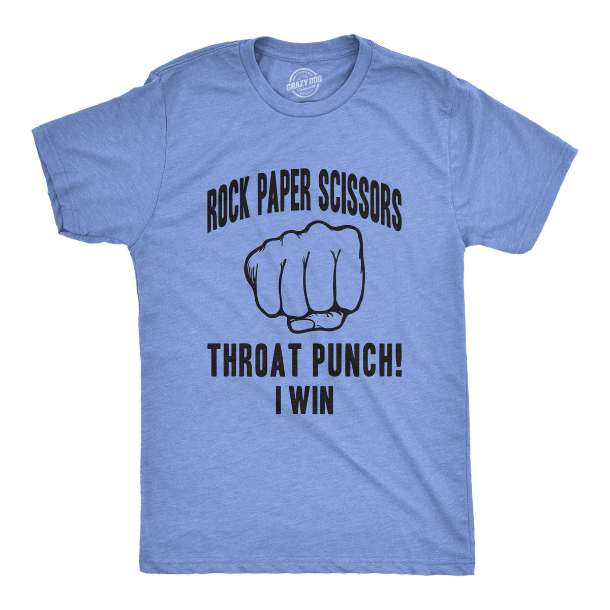 Funny Heather Light Blue Rock Paper Scissors Throat Punch Mens T Shirt Nerdy Sarcastic Tee