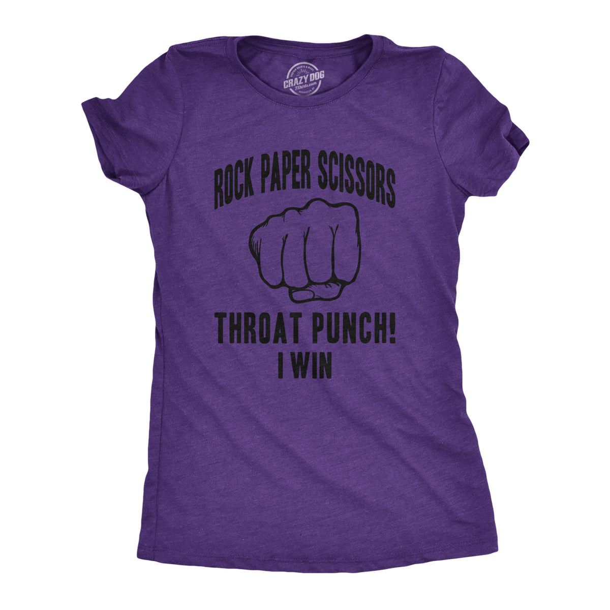 Funny Heather Purple Rock Paper Scissors Throat Punch Womens T Shirt Nerdy Sarcastic Tee