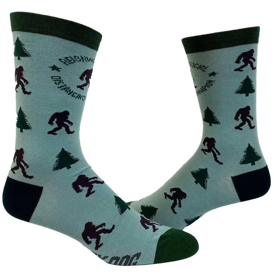 Funny Distancing Champ Mens Social Distancing Champion Sock Nerdy Introvert Tee
