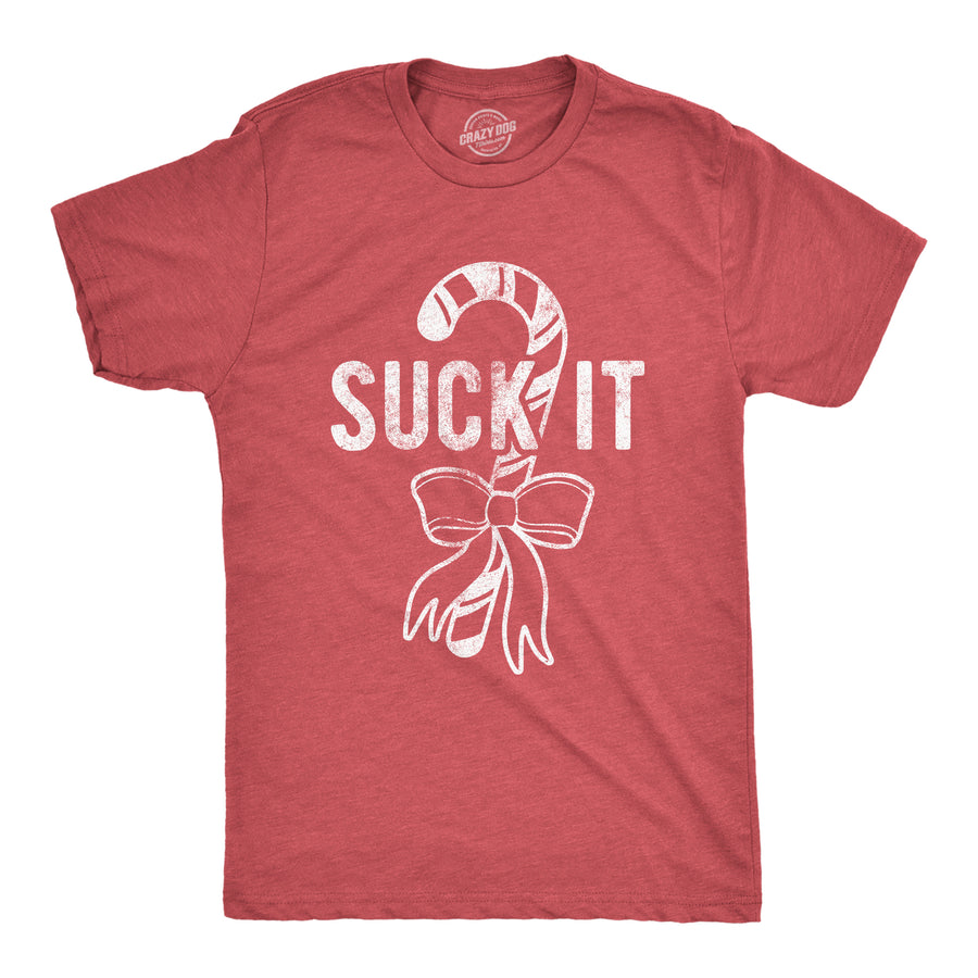 Funny Heather Red Suck It Mens T Shirt Nerdy Christmas Food Tee