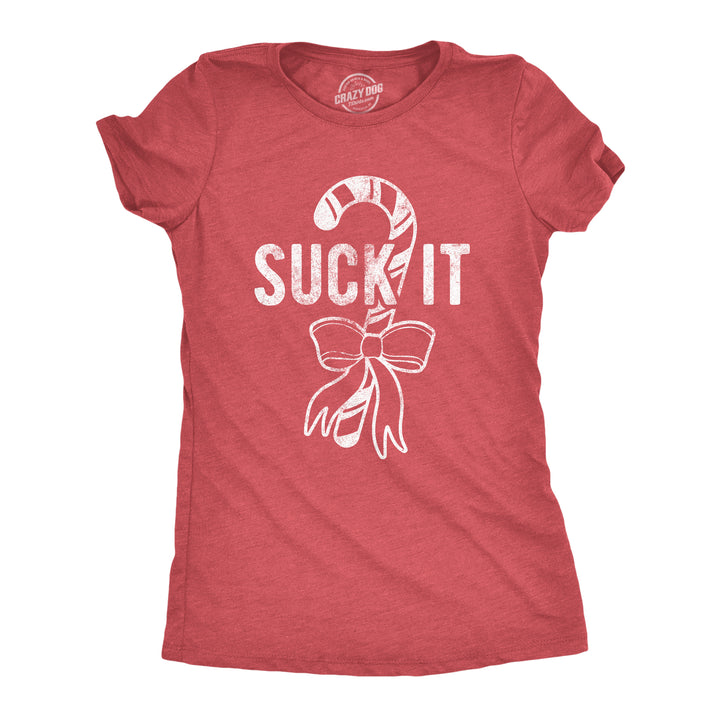 Funny Heather Red Suck It Womens T Shirt Nerdy Christmas Food Tee