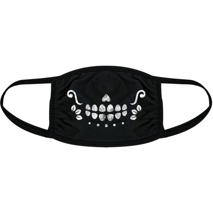Funny Black Sugar Skull Smiling Face Mask Nerdy Halloween Cinco De Mayo Tee
