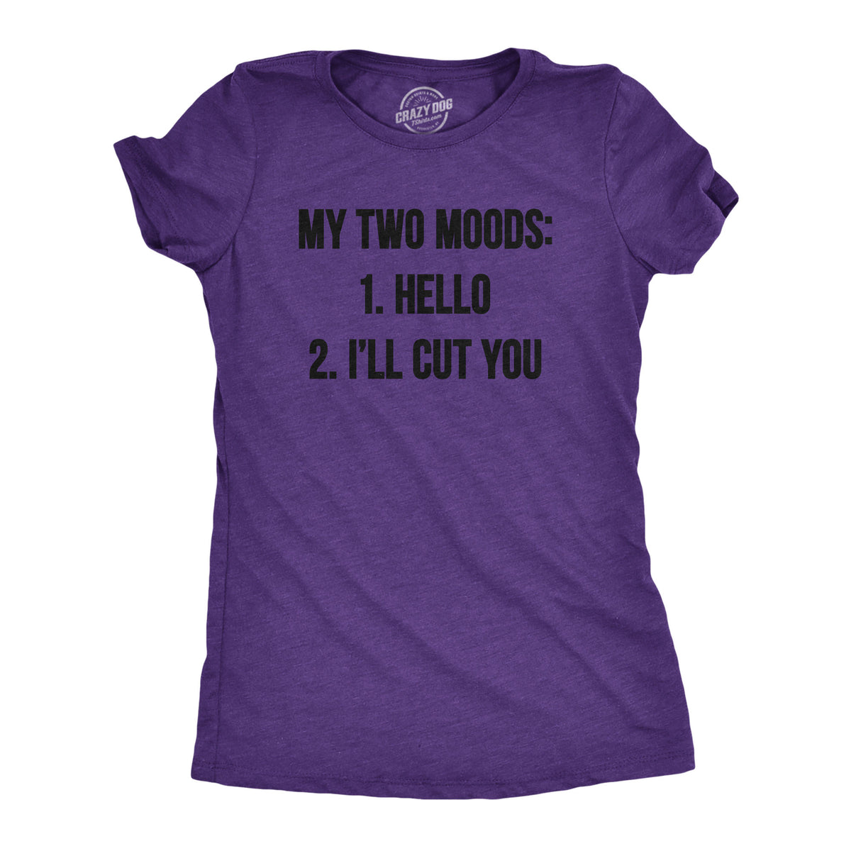 Funny Heather Purple My Two Moods Womens T Shirt Nerdy Introvert Tee