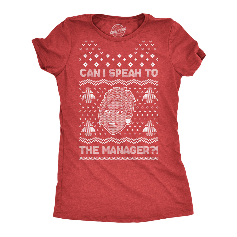 Funny Heather Red Ugly Karen Sweater Womens T Shirt Nerdy Christmas Internet Ugly Sweater Tee