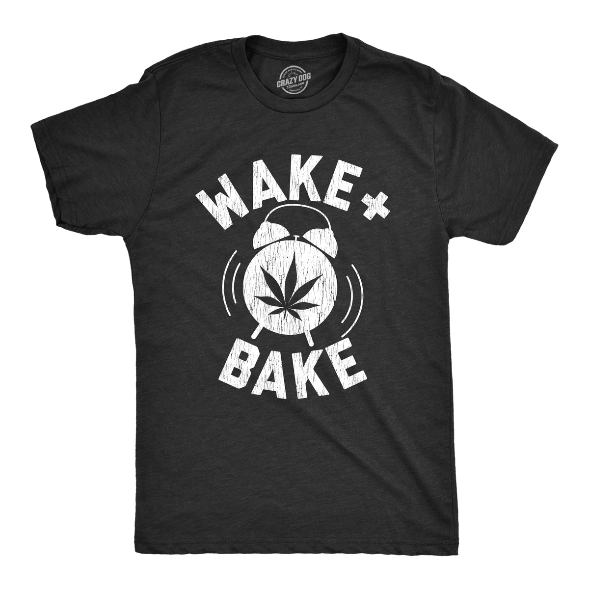 Funny Heather Black - Wake Bake Wake And Bake Alarm Clock Mens T Shirt Nerdy 420 Tee