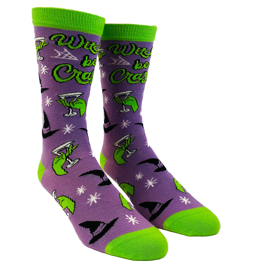 Funny Witches Be Crazy Witches Be Crazy Sock Nerdy Halloween Sarcastic Tee