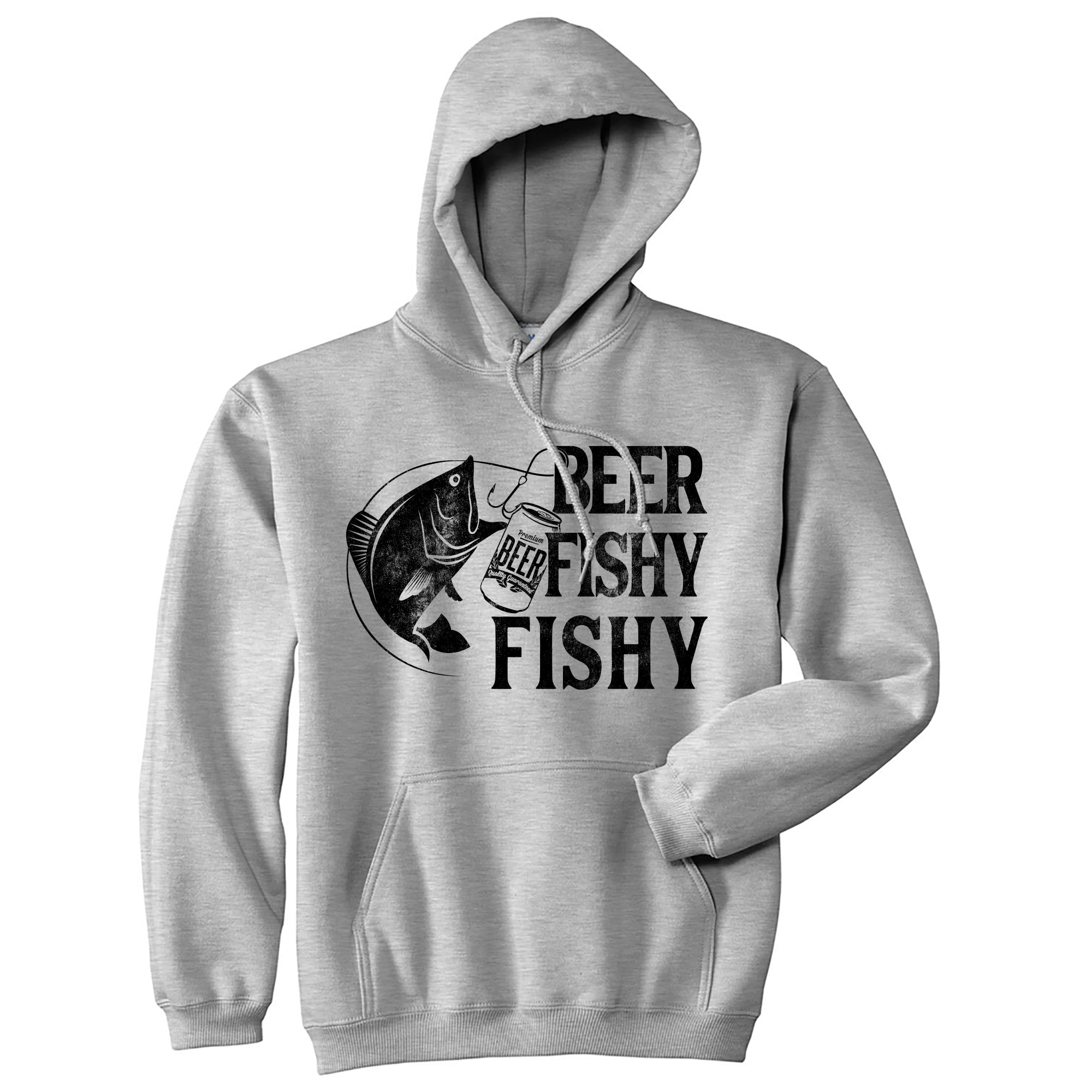 Funny Heather Grey - Beer Fishy Beer Fishy Fishy Hoodie Nerdy Fishing Beer Tee