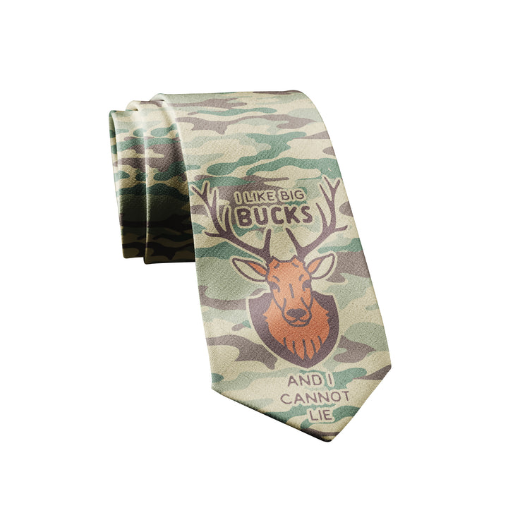 Funny Camo I Like Big Bucks And I Cannot Lie Neck Tie Nerdy Father's Day Hunting Tee