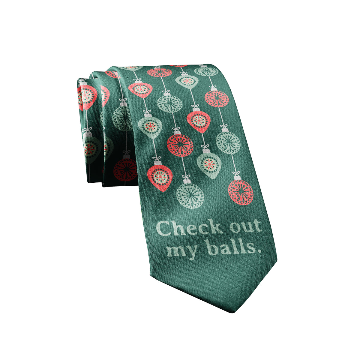 Funny Green Check Out My Balls Neck Tie Nerdy Christmas Sex Tee