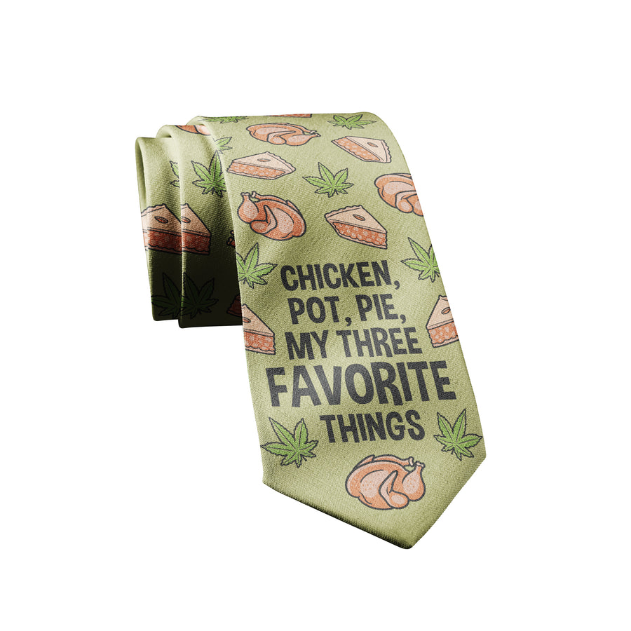 Funny Green Chicken Pot Pie Neck Tie Nerdy 420 Food Tee
