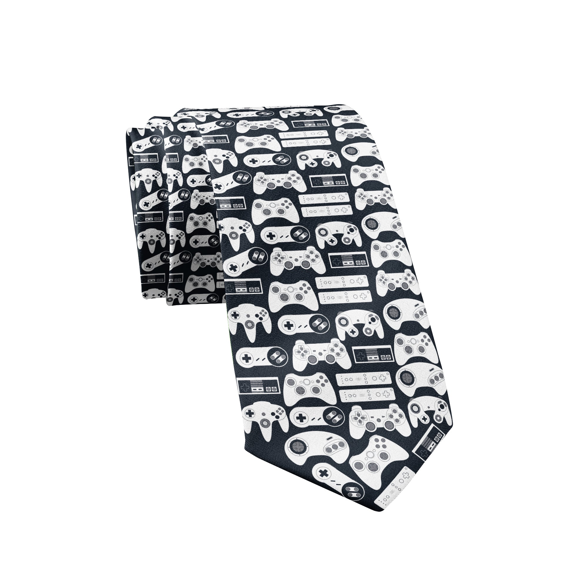 Funny Black Video Game Controllers Neck Tie Nerdy Video Games Tee