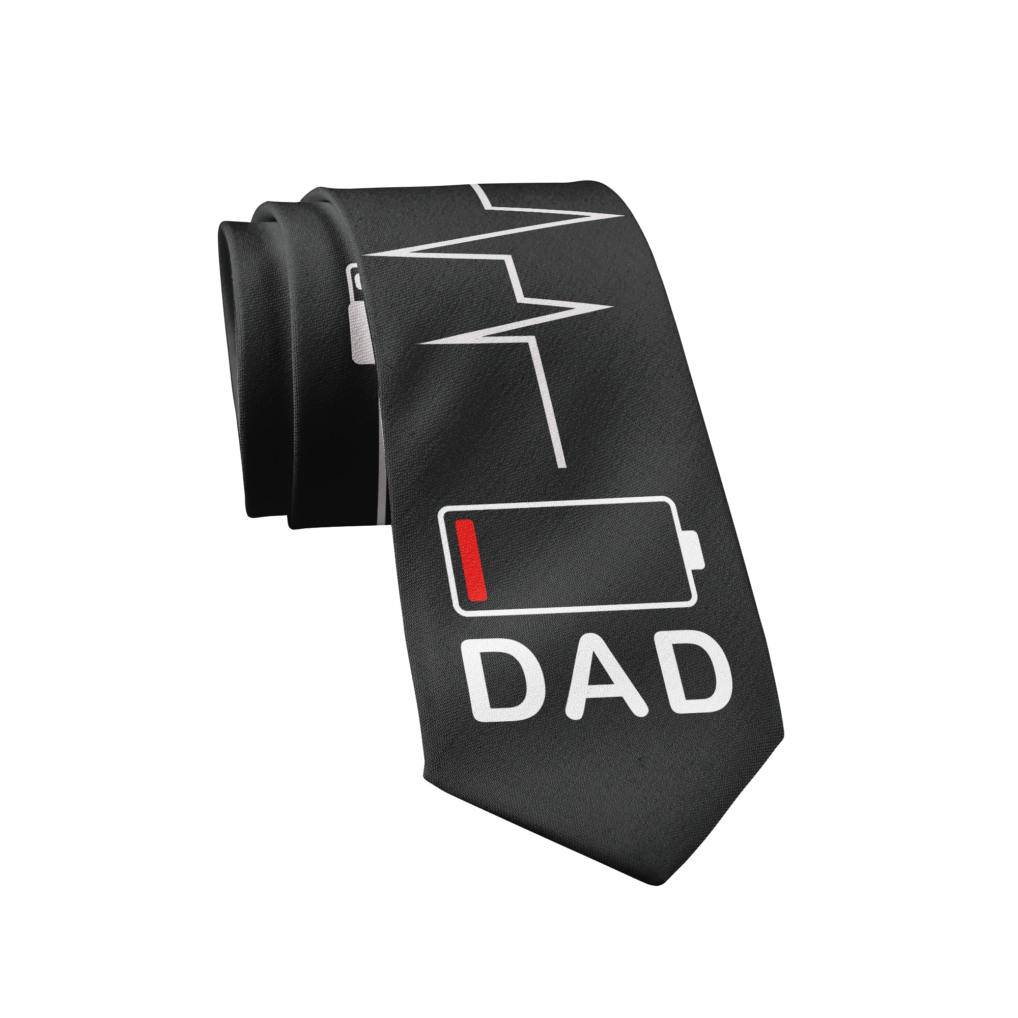 Funny Battery Low Dad Battery Low Neck Tie Nerdy Father's Day Tee