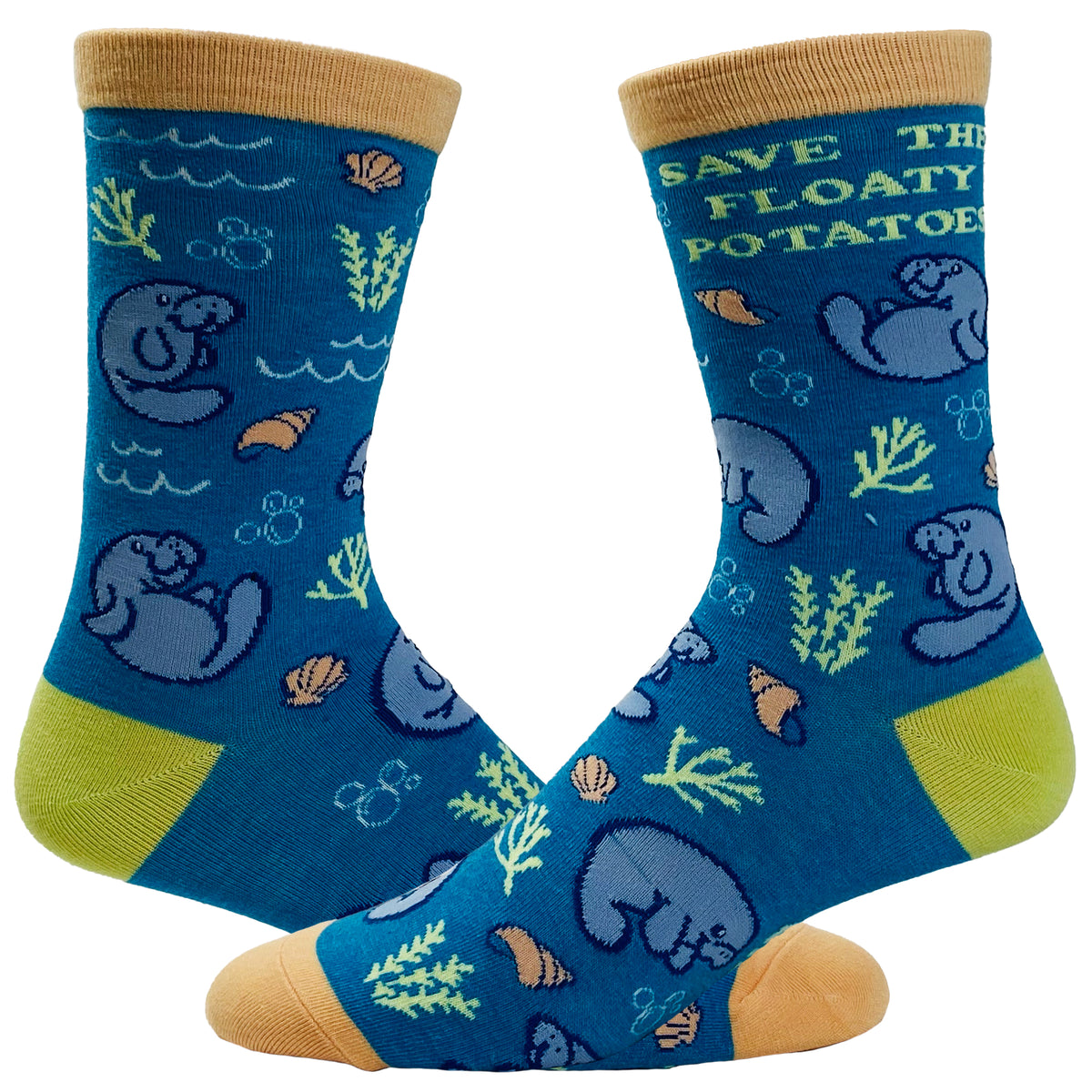 Funny Blue Women&#39;s Save The Floaty Potatoes Sock Nerdy Animal Tee