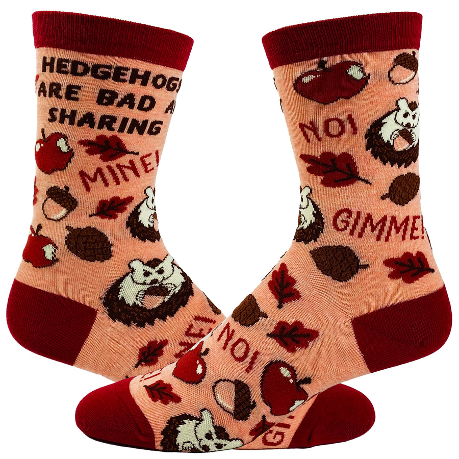Funny Hedgehogs Sharing Women's Hedgehogs Are Bad At Sharing Sock Nerdy Animal Tee