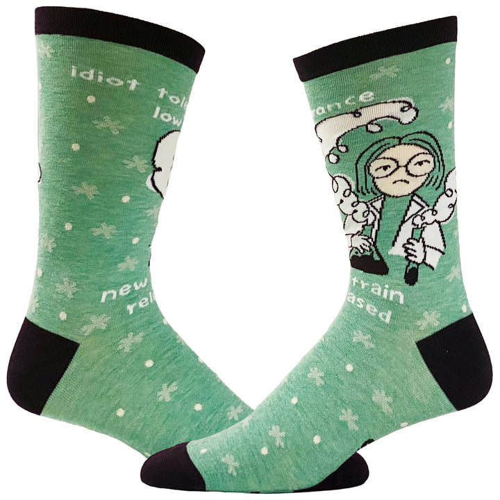 Funny Green Women's Idiot Tolerance Low Sock Nerdy Sarcastic Science Tee
