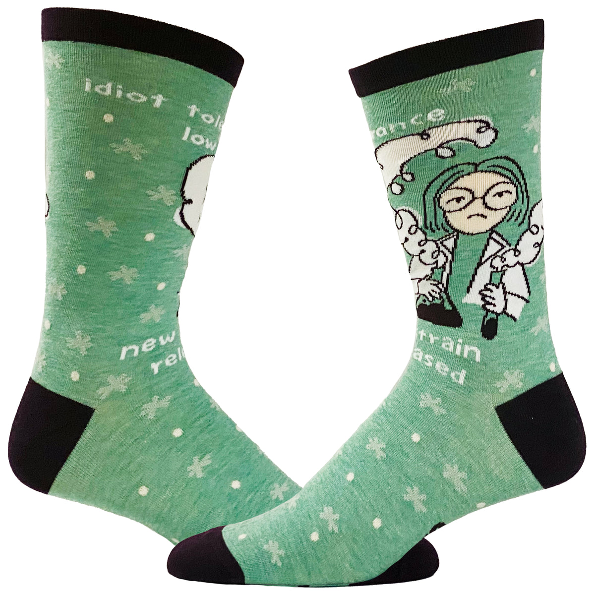 Funny Green Women&#39;s Idiot Tolerance Low Sock Nerdy Sarcastic Science Tee