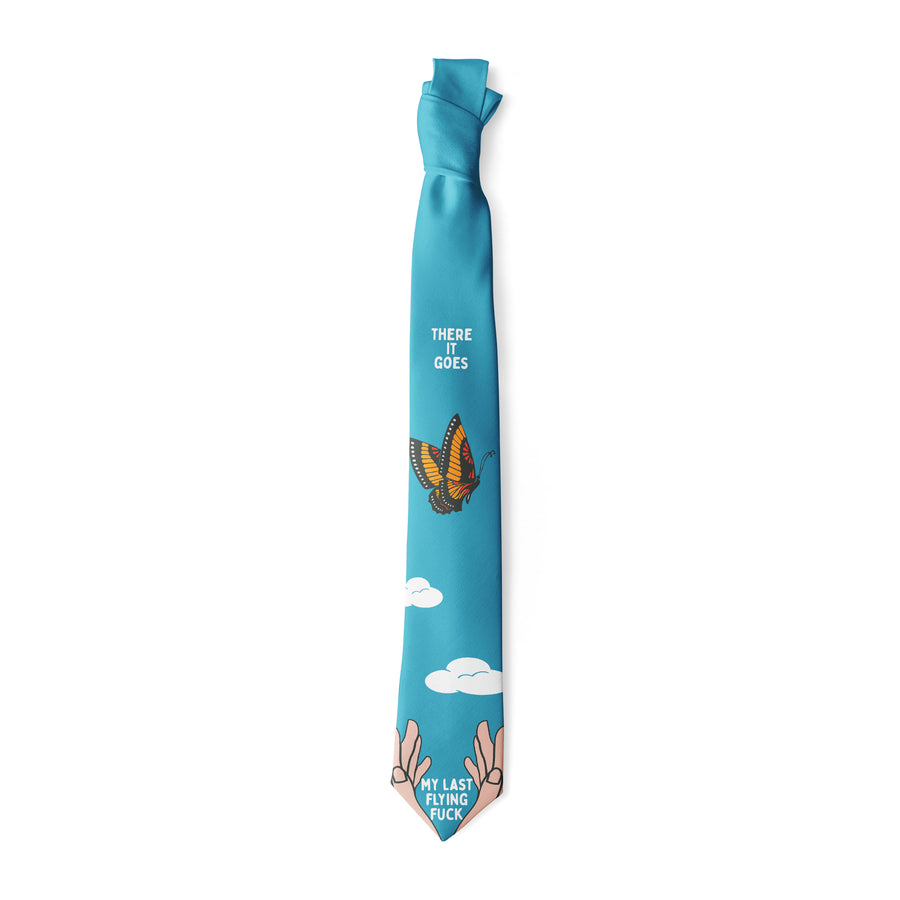 Funny Blue There Goes My Last Flying Fuck Neck Tie Nerdy Sarcastic Tee